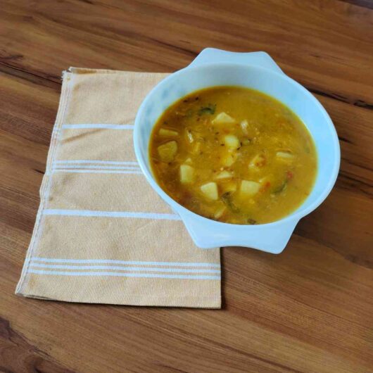 One Pot Aloo Saagu Recipe is a comforting and flavorful dish from Udupi cuisine in Karnataka.