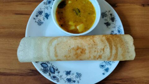 Dosa is a South Indian Recipe made with rice and urad dal.