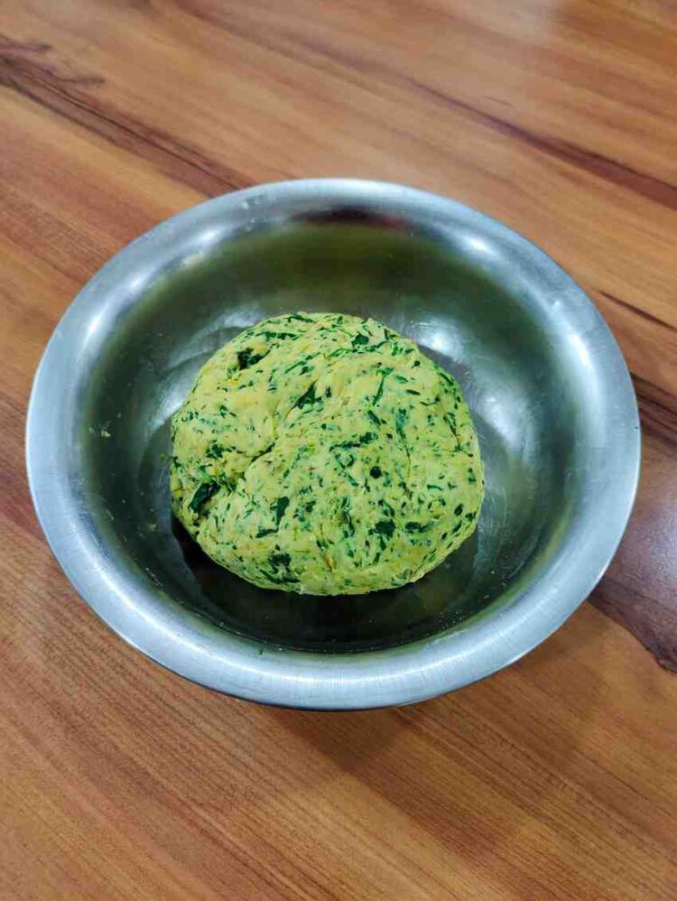Prepared dough for making Methi Paratha