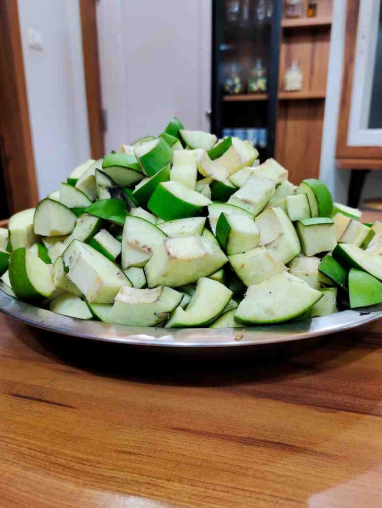 Mango cut into medium sized pieces