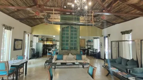 Dining hall at a forest lodge in Pench