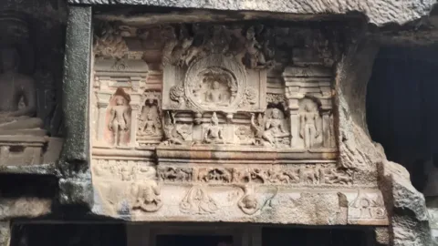 Ellora Jain Cave Carved Panel