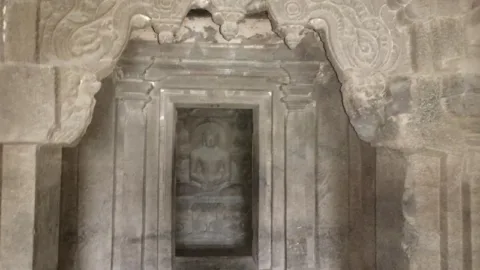 Tirthankara shrine in a Jain cave at Ellora