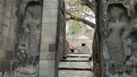 Ganga and Yamuna figures at Kangra Fort gateway