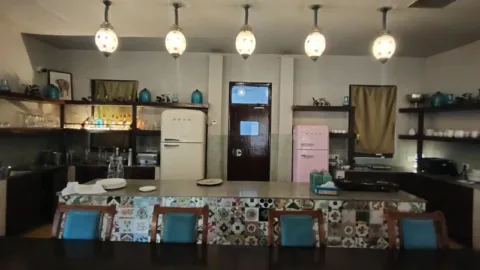 Open kitchen at a forest lodge in Pench