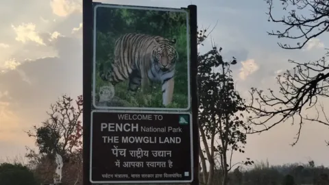 Pench safari guide: Welcome to Pench Mowgli Land board