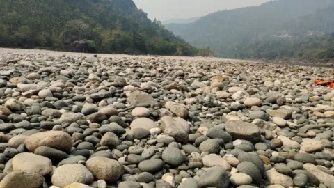 River pebbles at Shnongpdeng, Meghalaya